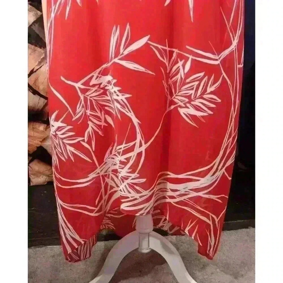 Alfani (20W) Red Midnight Palm 2-Layer Sleeveless Ladies Stretch Dress - Picture 3 of 12